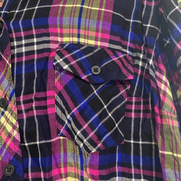 Torrid Challis Button Down Long Sleeve Plaid Cowgirl Rodeo Shirt Pink Blue 1X - Picture 3 of 6